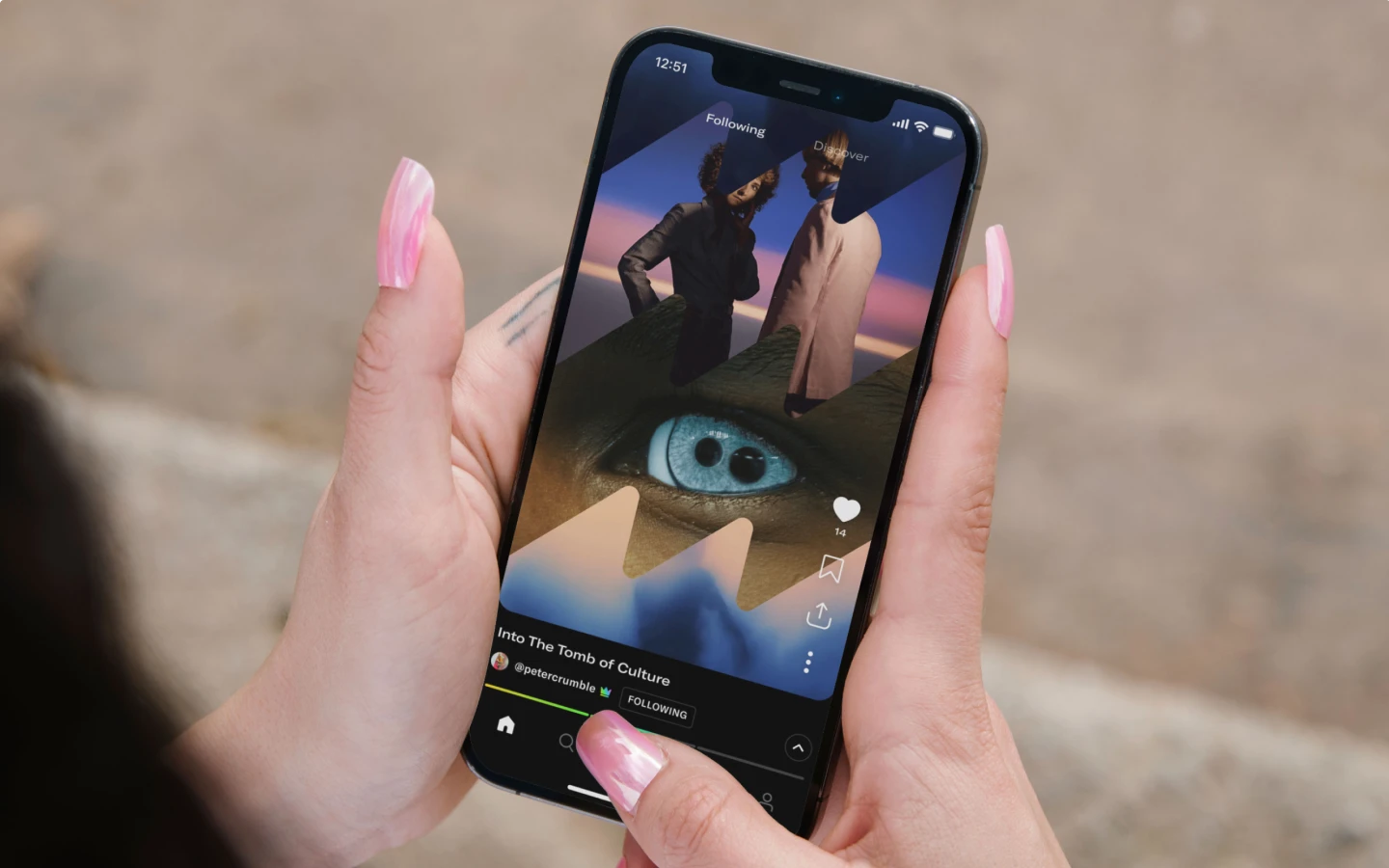 An iPhone with the MashApp application open on it.